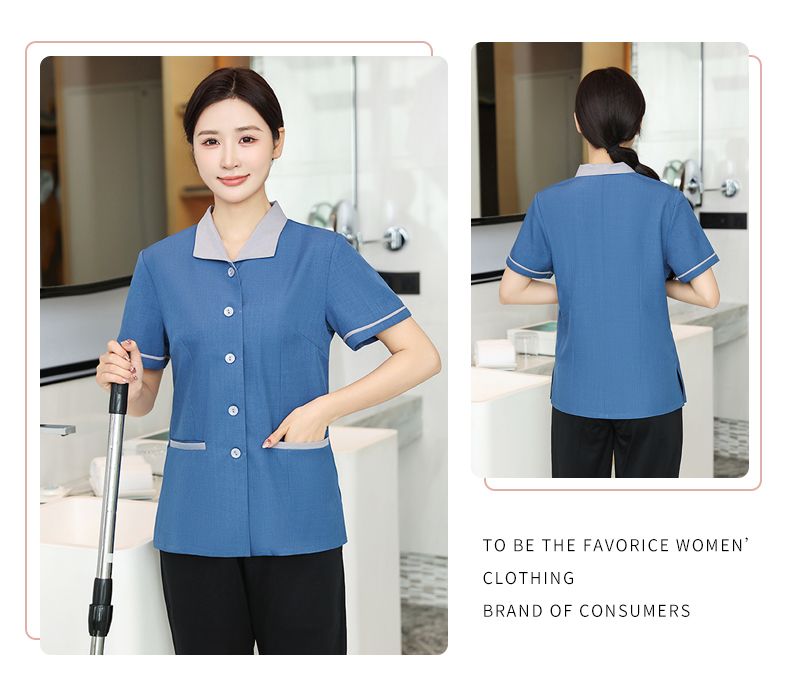 Lelis lapel high quality hotel cleaning service short-sleeved top H14-005-010 men