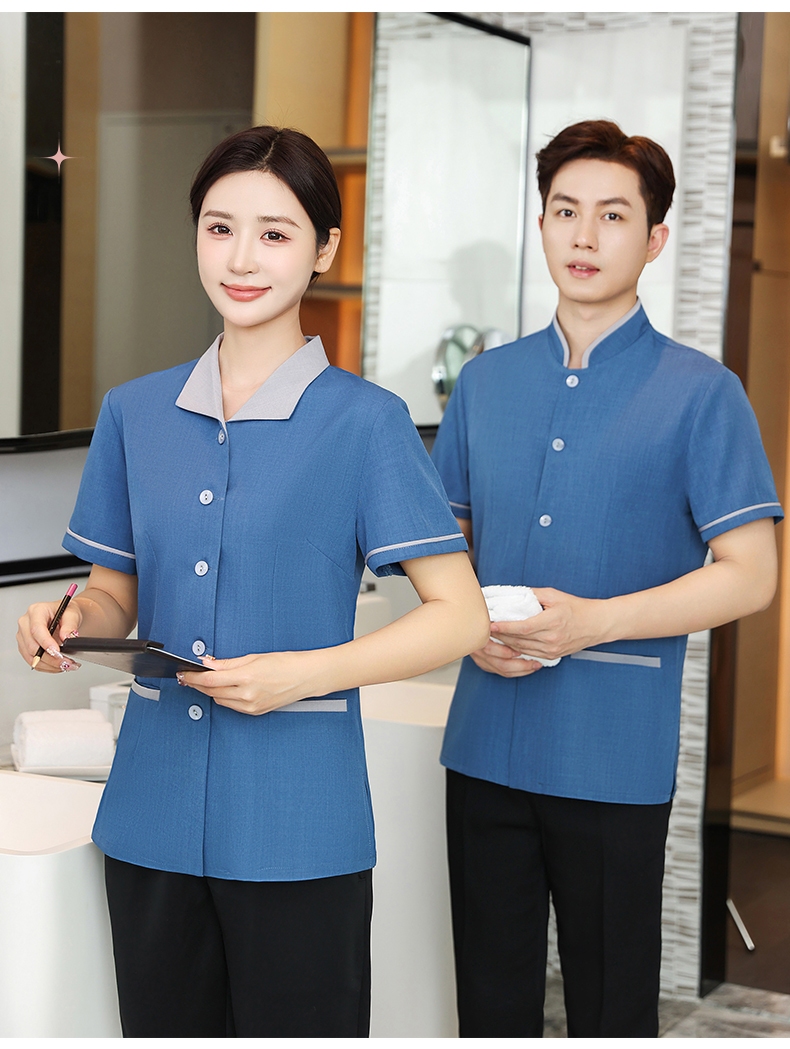 Lelis lapel high quality hotel cleaning service short-sleeved top H14-005-010 men