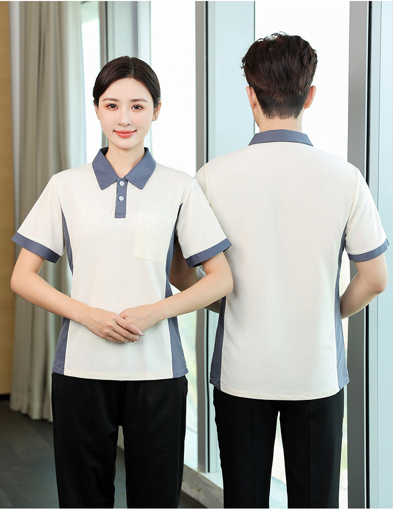 New Element Hotel Club Restaurant Waiter Work Clothes Short Sleeve Top + Apron H19 - New Element Men