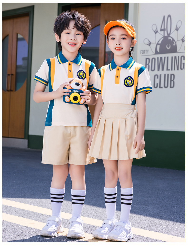 Color matching sports style primary and secondary school students short-sleeved school uniform class uniform sportswear suit Z13-D70