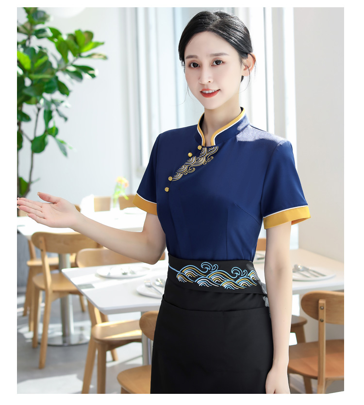 Water ripple short-sleeved chef uniform top HD3-21-C042 short-sleeved