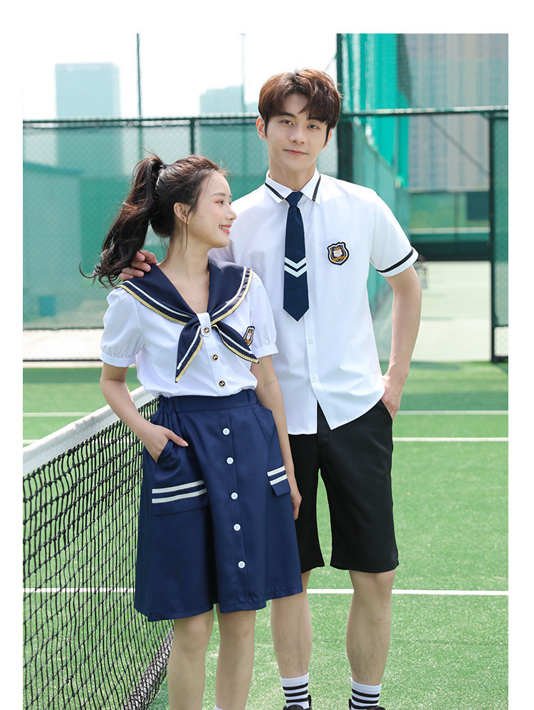 Middle school student sailor suit college style shirt pleated skirt class uniform suit H18-2023-7