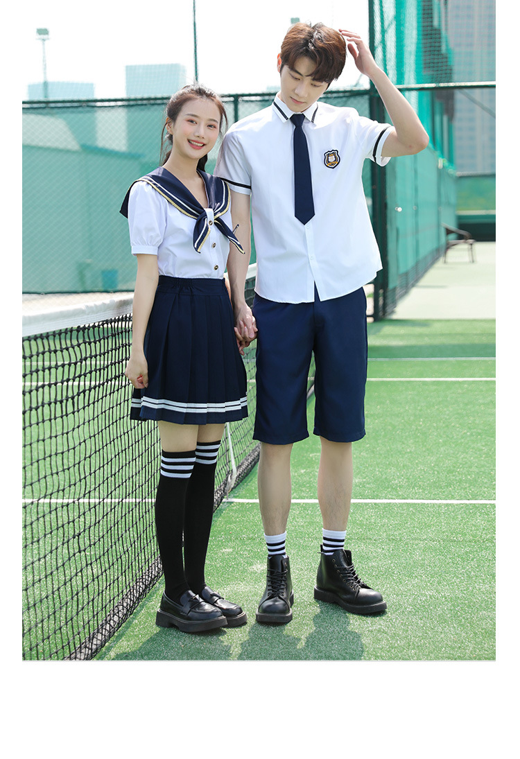 Middle school student sailor suit college style shirt pleated skirt class uniform suit H18-2023-7