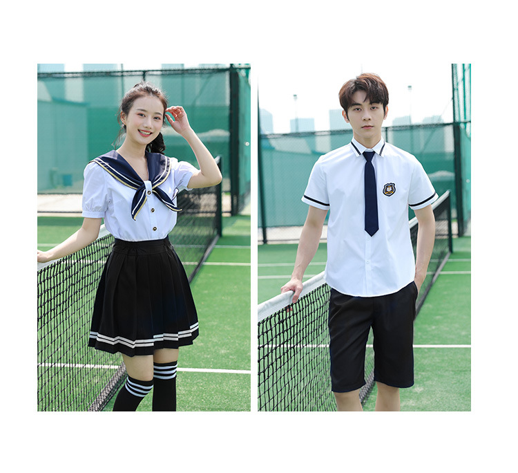 Junior high school student shirt short-sleeved graduation class uniform sailor suit H18-2023-8