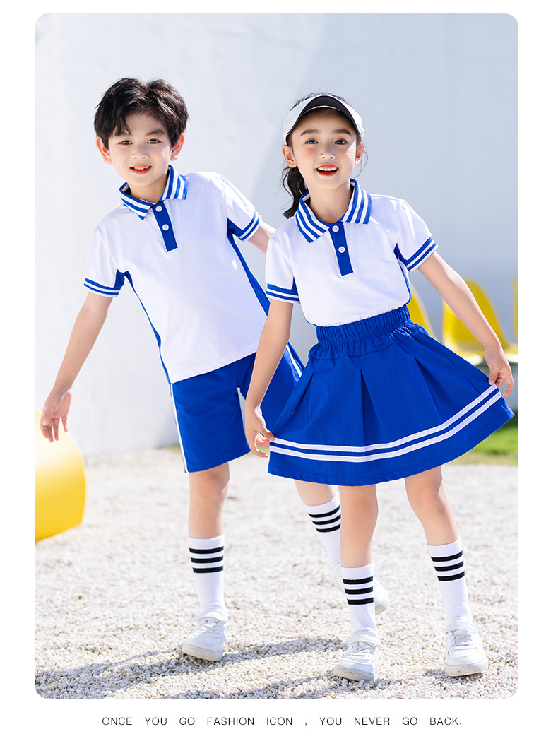 Sports style children campus uniform lapel short sleeve D11-2136