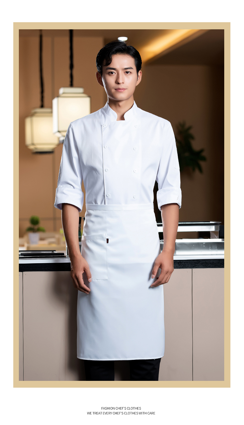 New White Deer 3/4 Sleeve Chef Uniform Top H02-22608