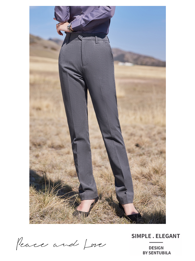 400g color-spun four-way stretch casual trousers 129-6388 women trousers