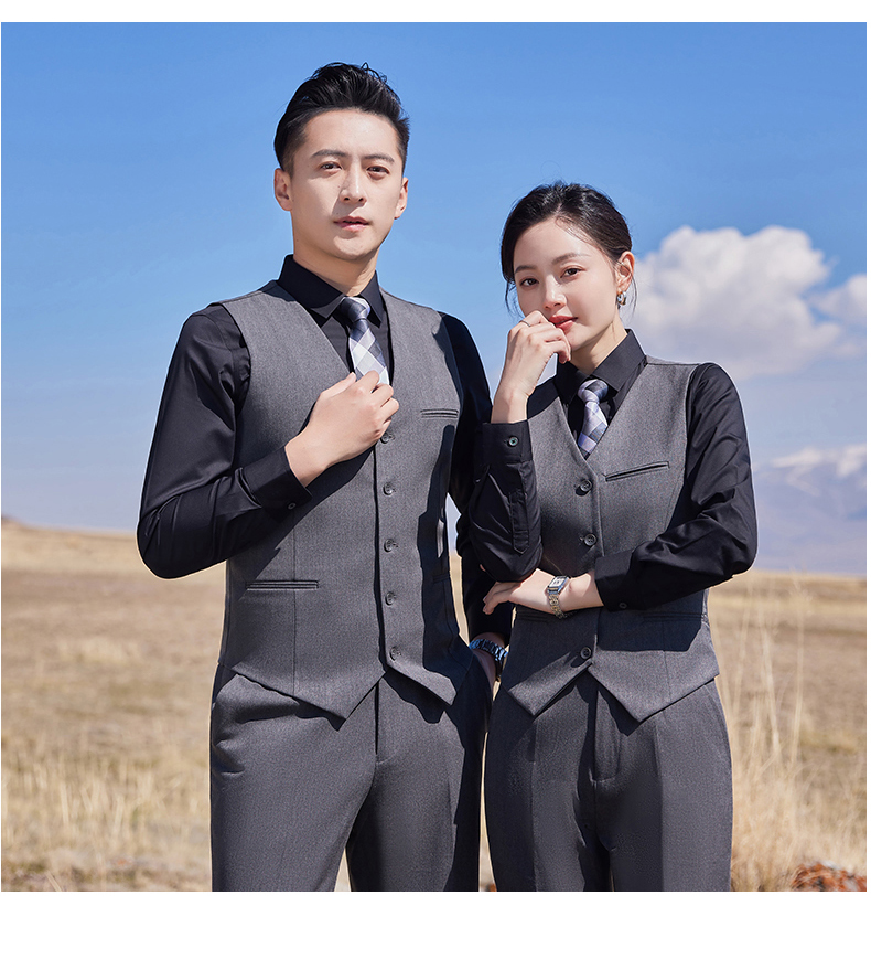 400g color-spun four-way stretch slim suit vest 129-6388 men vest