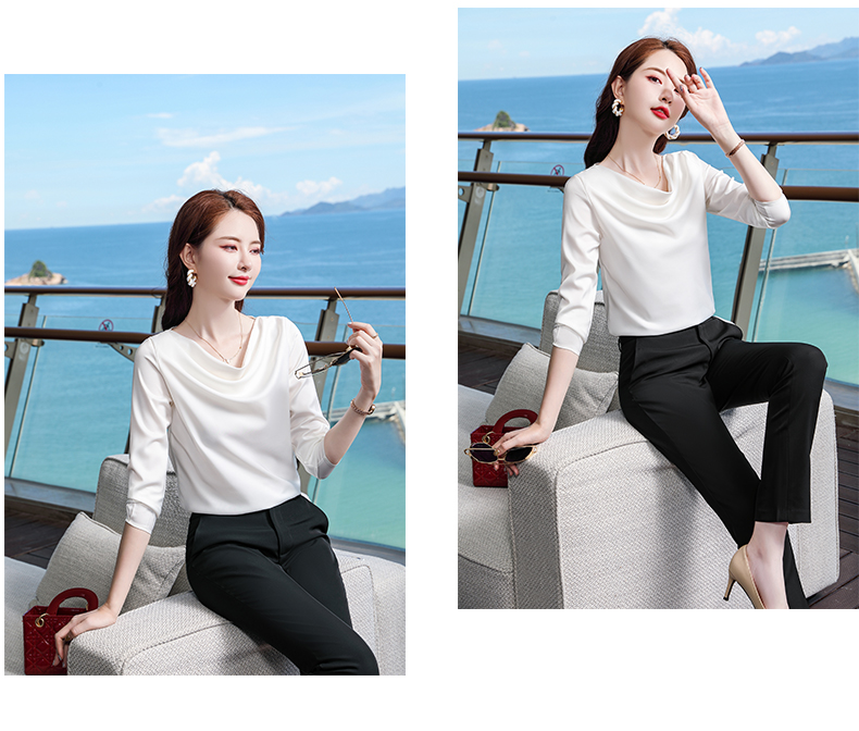 Acetate sway collar temperament women long-sleeved bottoming shirt DR1-9980