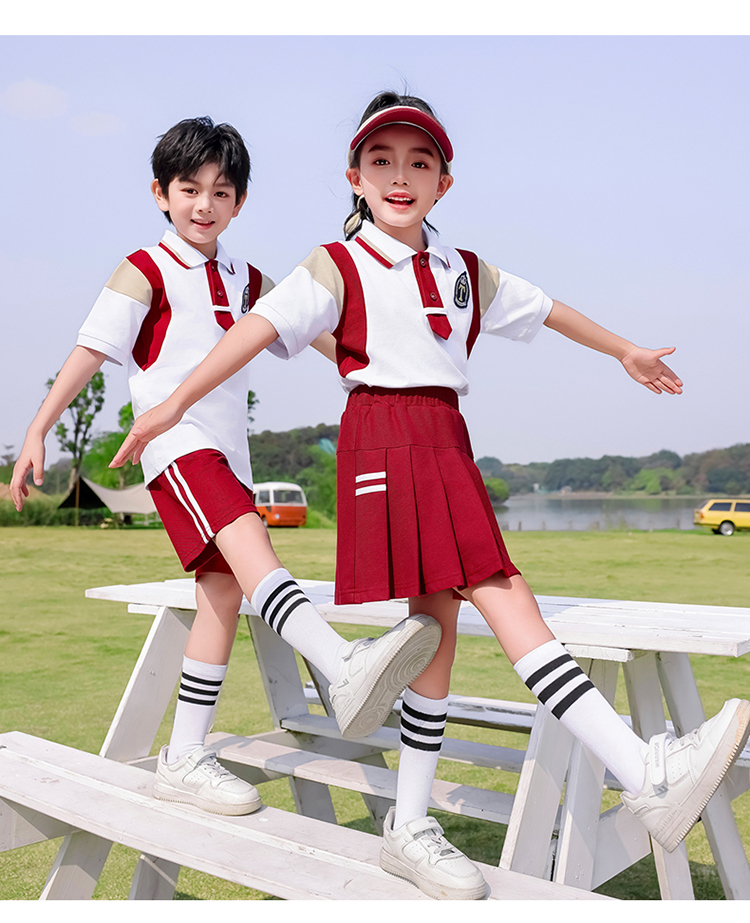 Red and white British style school uniform suit 894-2406