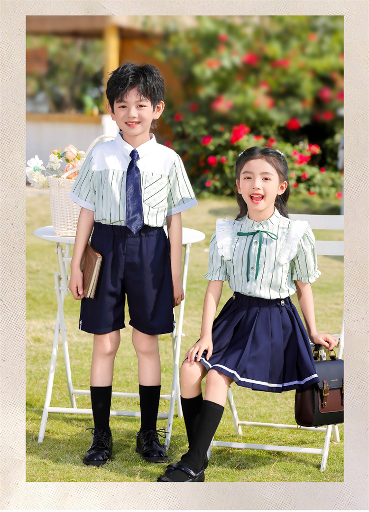 Skin-friendly breathable striped British style school uniform suit 894-2418