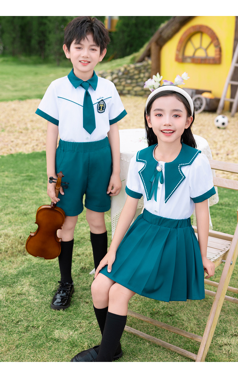 Skin-friendly and breathable siro spinning campus contrast color design school uniform suit 894-2433