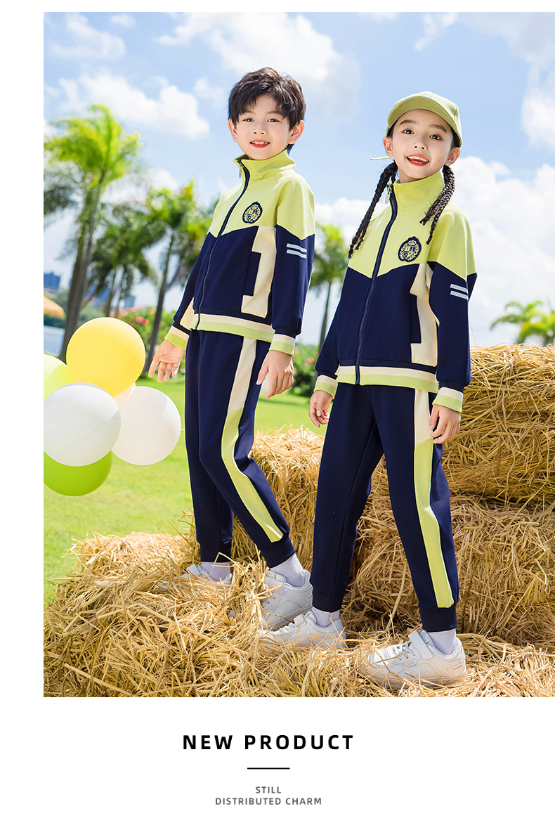 Children sports long-sleeved school uniform spring and autumn two-piece suit 215-9176