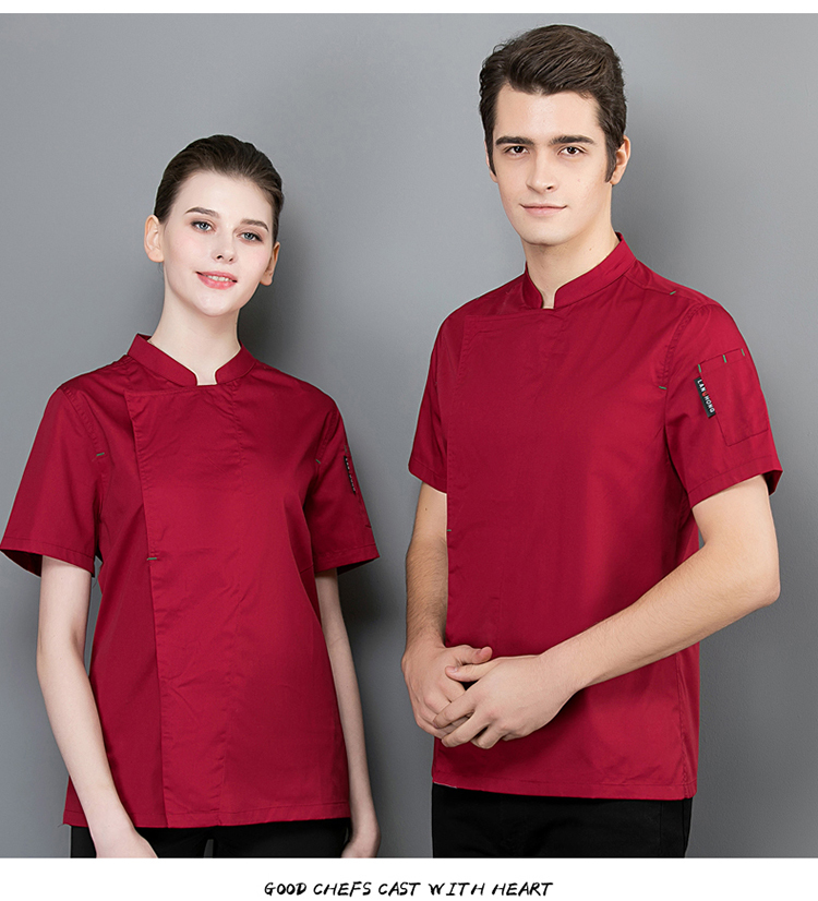 Full craft fine grain bar knot chef uniform top H02-20F097-100 short sleeve