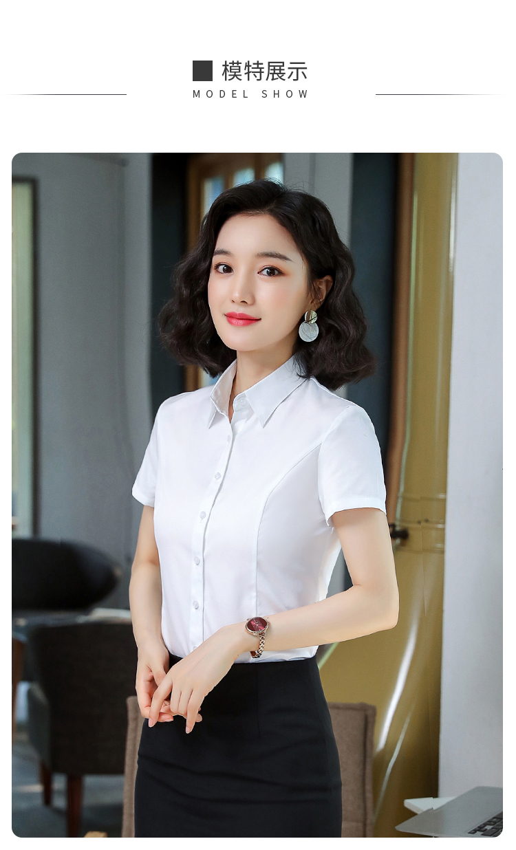 Professional commuting concealed button anti-exposure short-sleeved shirt female 171-310 short-sleeved shirt female