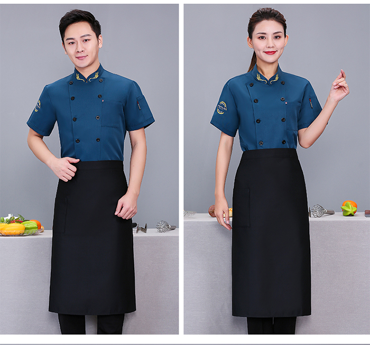 Roumeini wheat ear chef uniform short-sleeved top N01-20D129-20D132