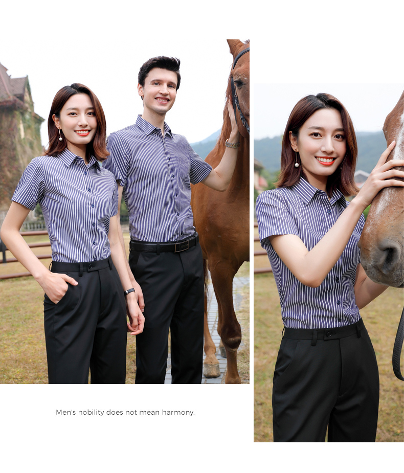 Wide striped professional short-sleeved shirt couple style 81-3230 shirt short sleeve