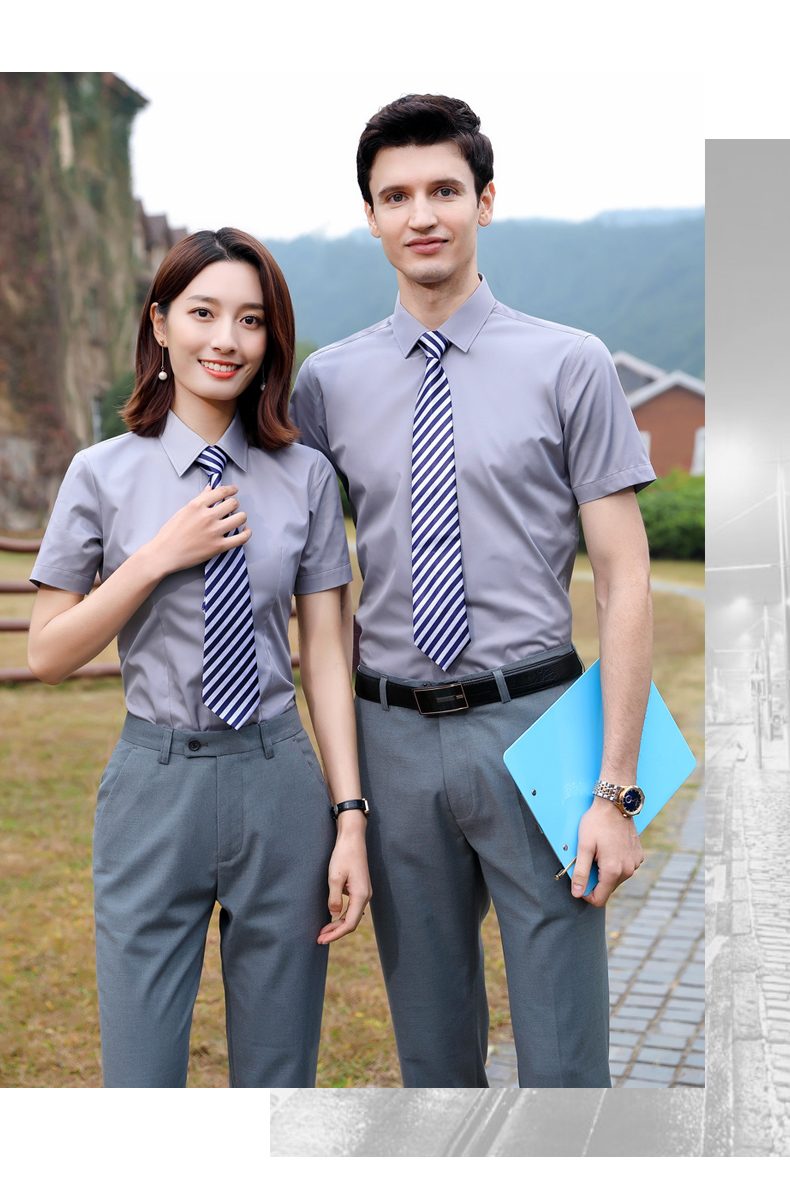 Plain cotton short-sleeved shirt couple style 81-A91 short-sleeved shirt