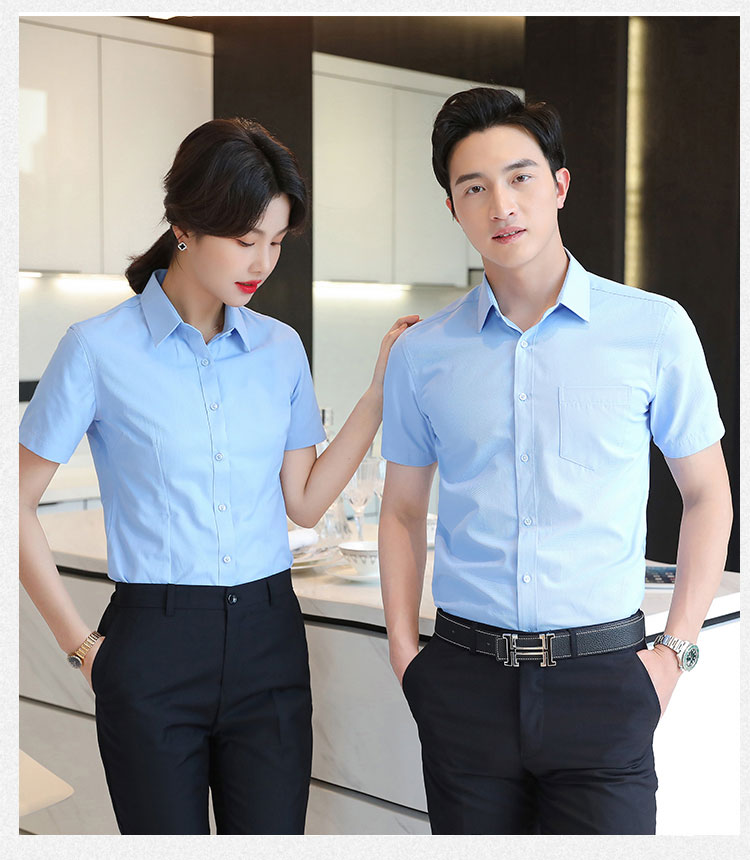 Coarse grain professional ladies short-sleeved shirt 111-981 short-sleeved shirt female