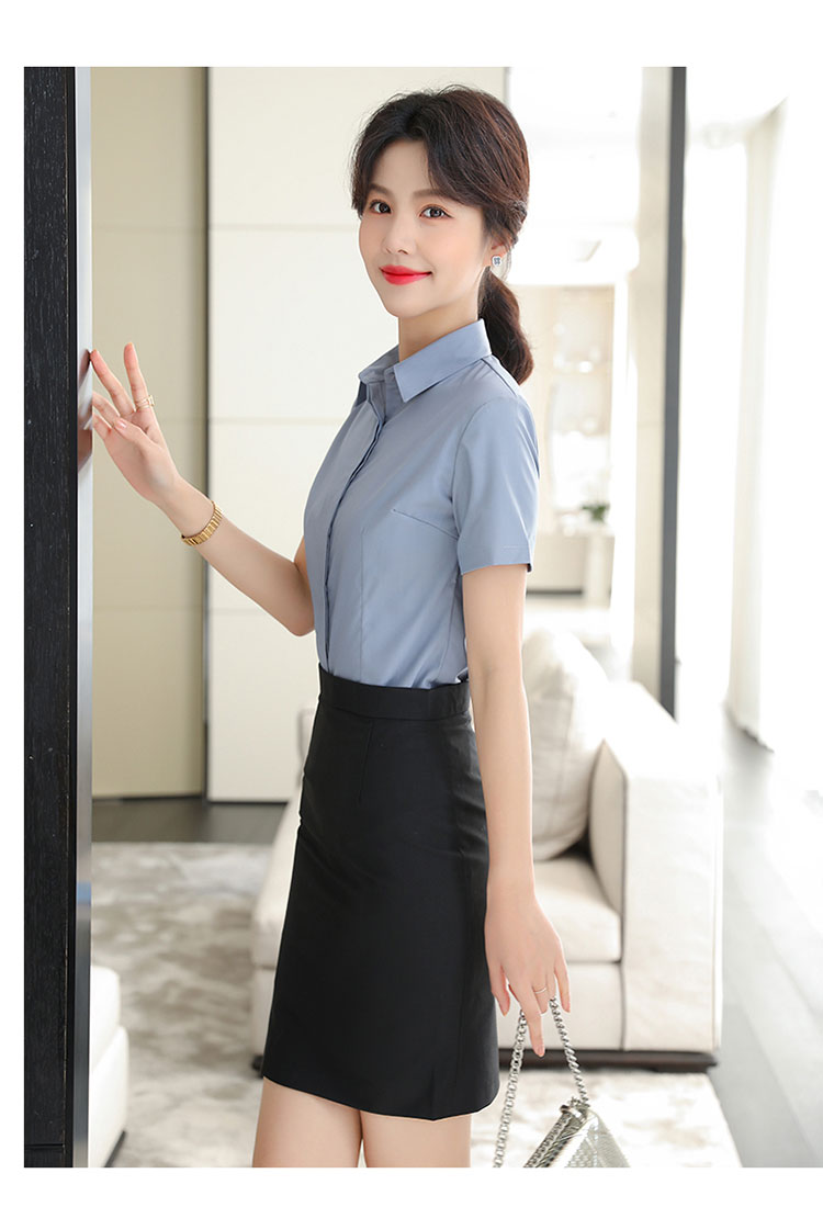 Bamboo fiber concealed placket ladies short-sleeved shirt 111-988 concealed placket ladies shirt short-sleeved