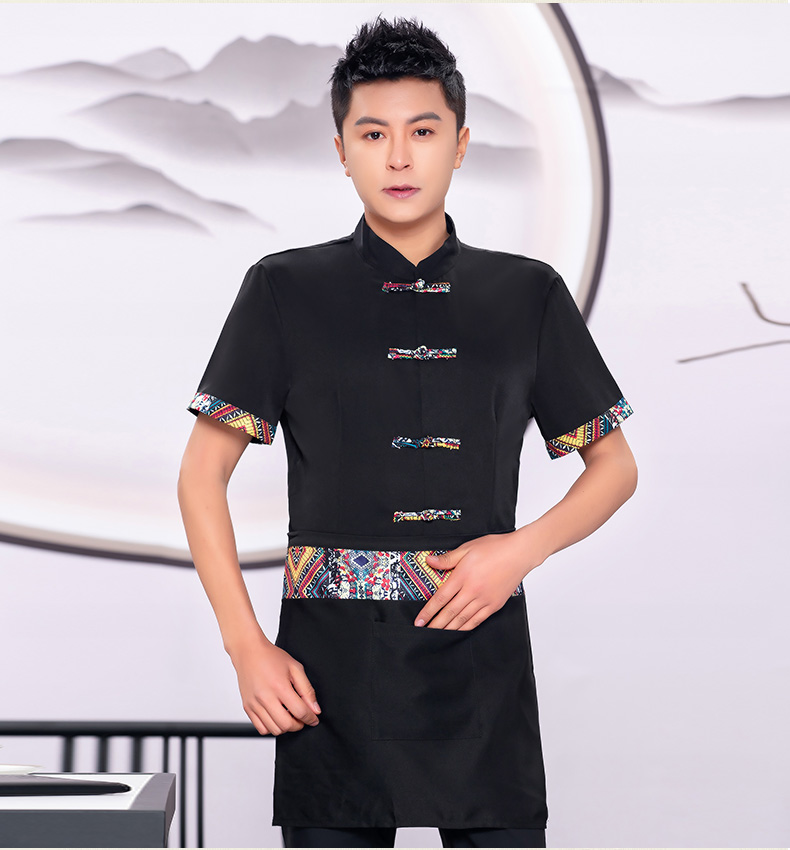 National style waiter work clothes top + apron H19-L011