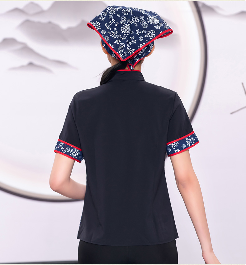 Little Orchid waiter work clothes shirt + headscarf + apron three-piece suit H19-L016 female