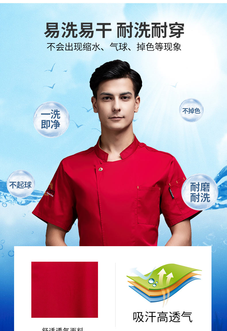 Dafengshou short-sleeved hotel chef uniform top H20-D21-581