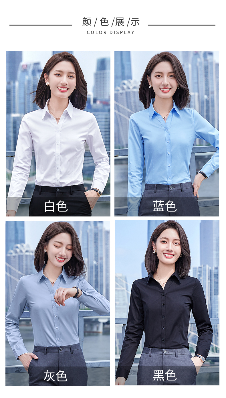 V-neck bamboo fiber long-sleeved button-down shirt for women 171-928 long-sleeved shirt for women