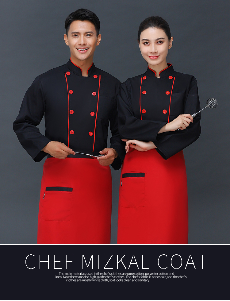 Thick cotton double-breasted long-sleeved chef coat V01-06