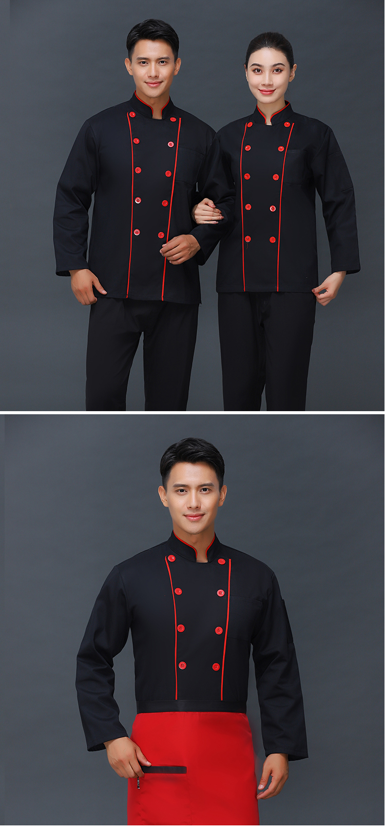 Thick cotton double-breasted long-sleeved chef coat V01-06