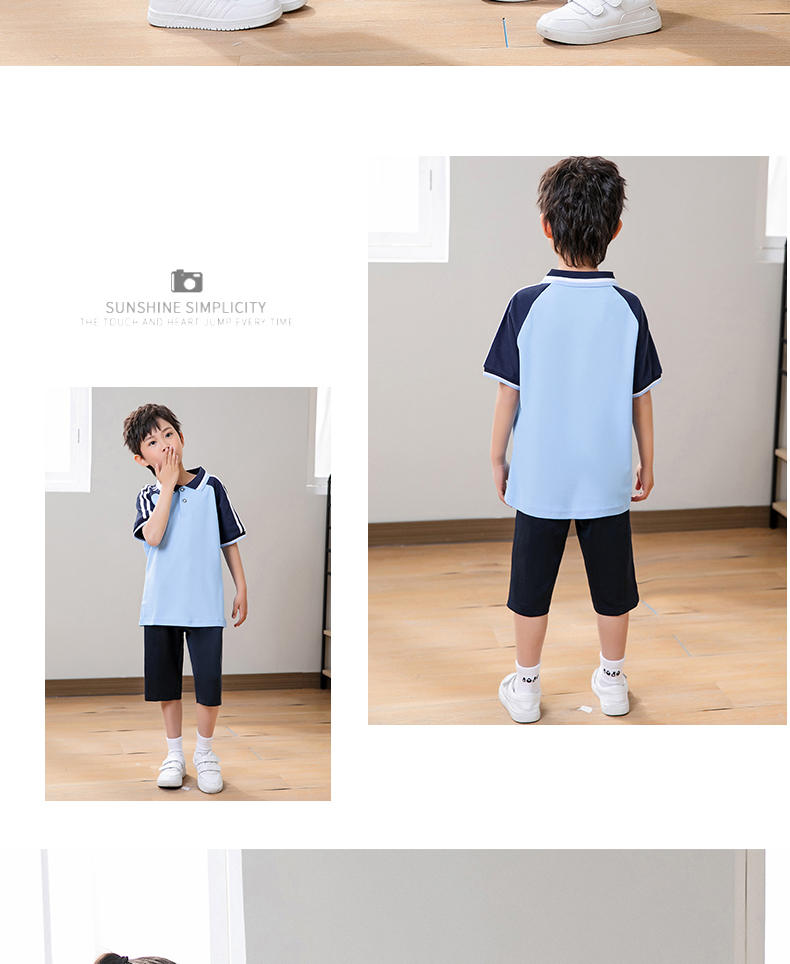 Summer children campus sports style short-sleeved school uniform suit two-piece suit KA-1078-8855