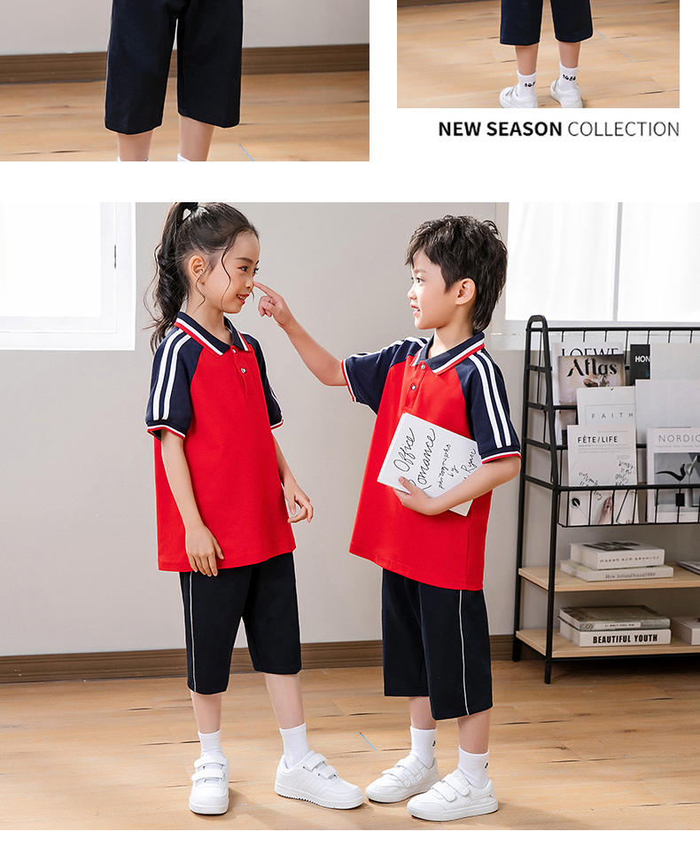 Summer children campus sports style short-sleeved school uniform suit two-piece suit KA-1078-8855