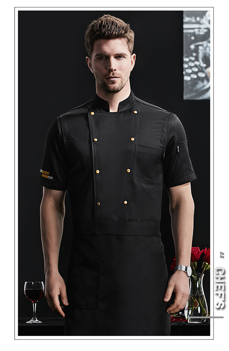 Pointed bronze imitation cotton short-sleeved chef uniform H02-22LY150-152