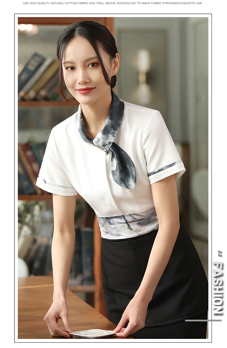 Rabbit collar waiter work clothes women tops H02-22LY011-015