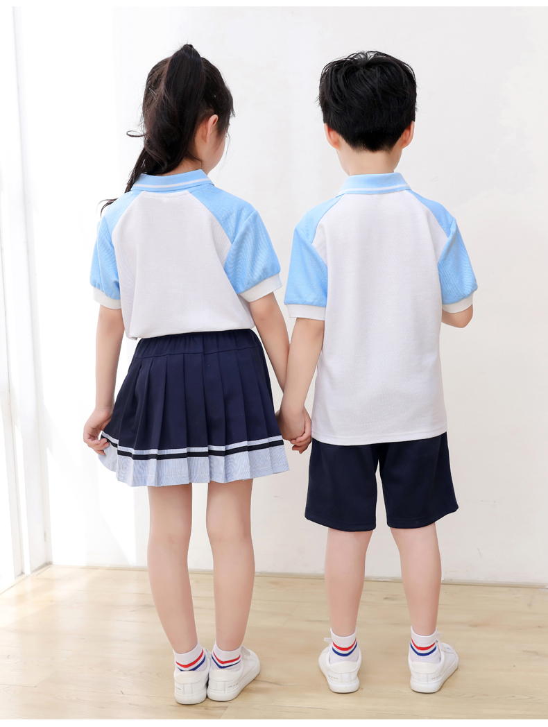 Summer kindergarten uniforms British style children graduation uniforms short-sleeved suits two-piece suits H23-1606 (including badges)