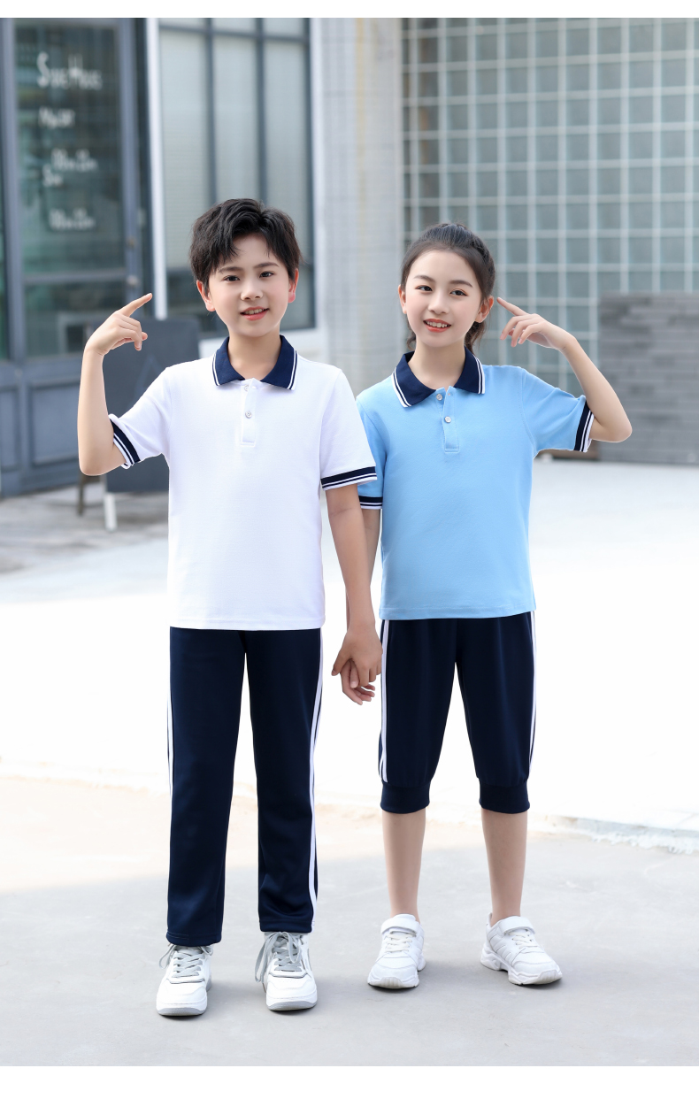 Primary and secondary school students college style sports spring and autumn school uniform suit KA-622-1618 short-sleeved shorts suit