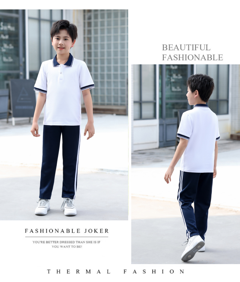 Primary and secondary school students college style sports spring and autumn school uniform suit KA-622-1618 short-sleeved shorts suit