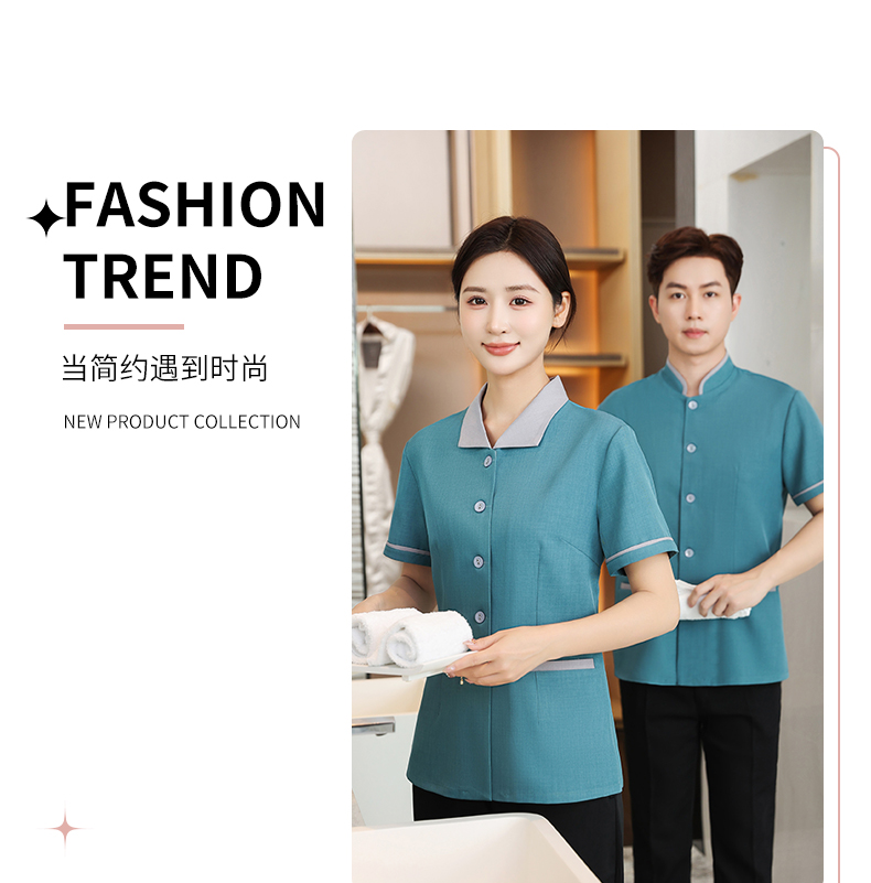 Lelis lapel high quality hotel cleaning service short-sleeved top H14-005-010 men