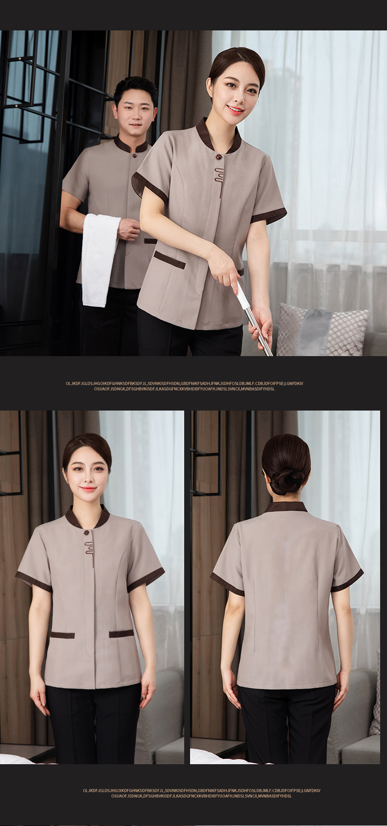 Excellent restaurant hotel cleaning clothes short-sleeved top H27-Excellent Women