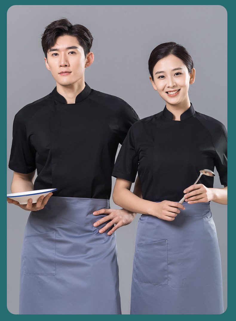 Raglan sleeves concealed button restaurant hotel chef uniform short-sleeved tops universal style H01-2023-13