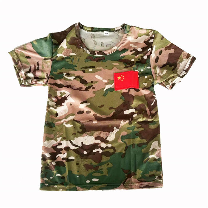 Student military training summer camp parent-child activities performance competition quick-drying round neck camouflage T-shirt B09-07