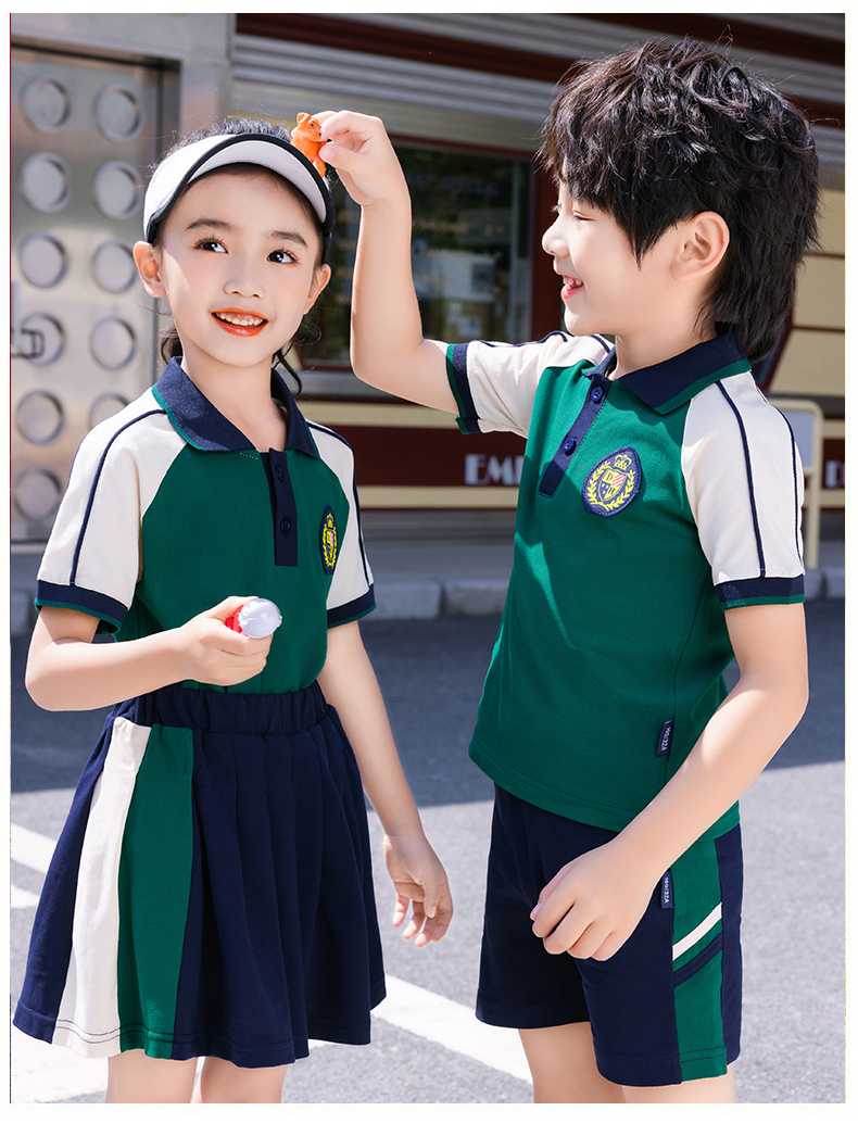 Leisure sports short-sleeved school uniforms for primary and secondary school students, class uniforms, sportswear suits, two-piece suits Z13-D68