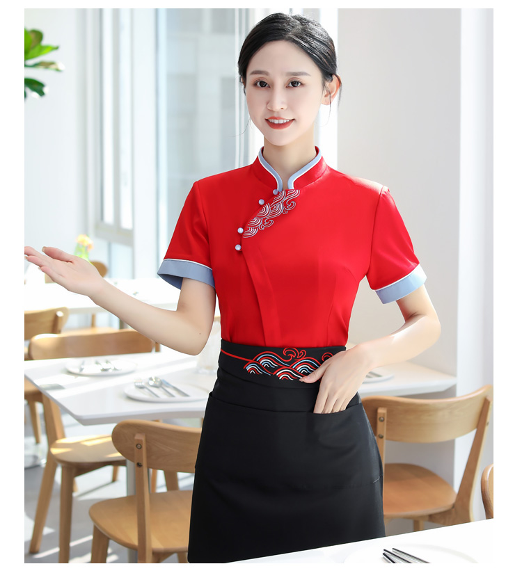 Water ripple short-sleeved chef uniform top HD3-21-C042 short-sleeved