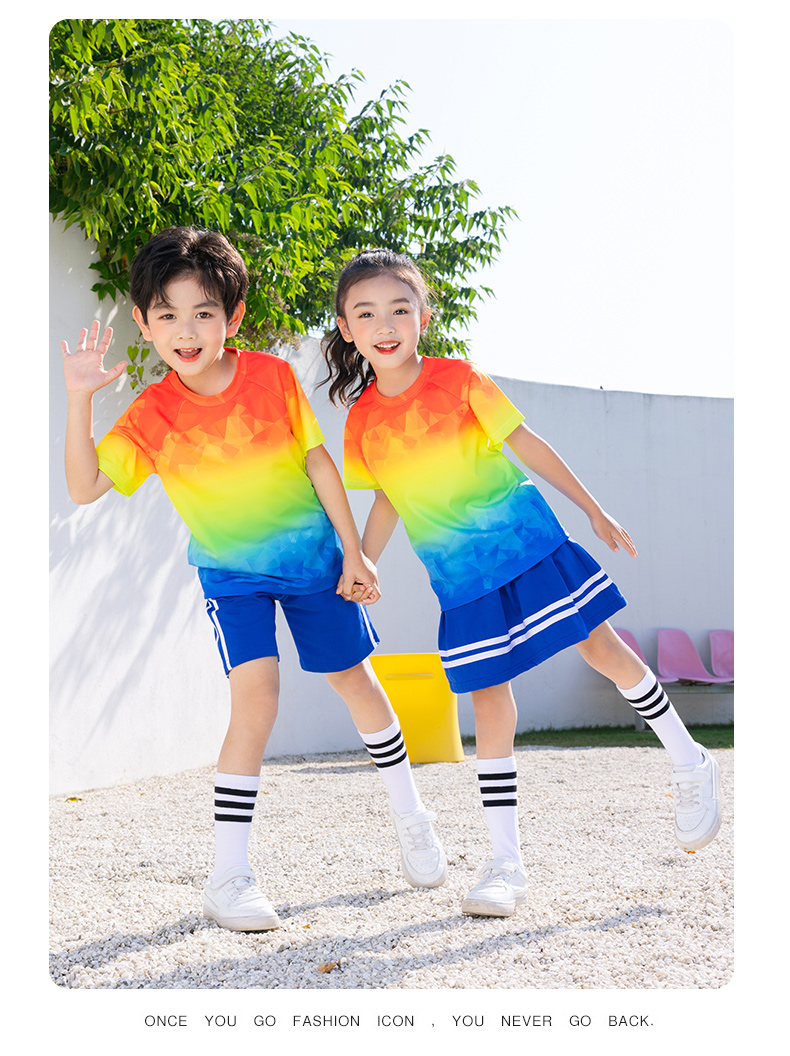 Primary and secondary school students school sports performance uniform colorful and vibrant short-sleeved D11-2126