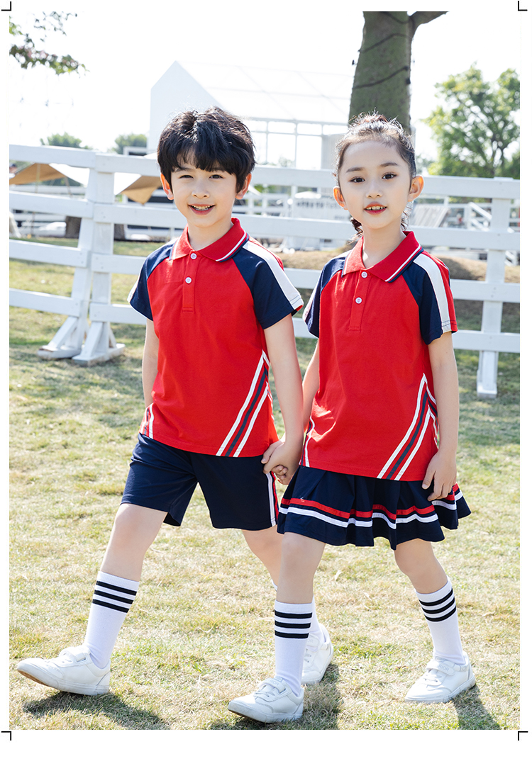 Primary and secondary school students school uniforms, casual lapel short sleeves D11-2137