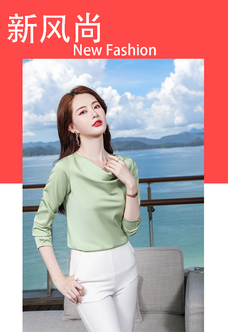 Acetate sway collar temperament women long-sleeved bottoming shirt DR1-9980