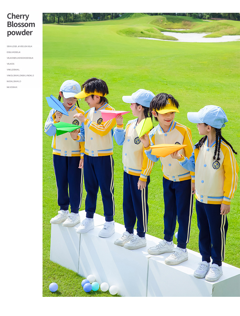 Children sports long-sleeved school uniform spring and autumn two-piece suit 215-9177