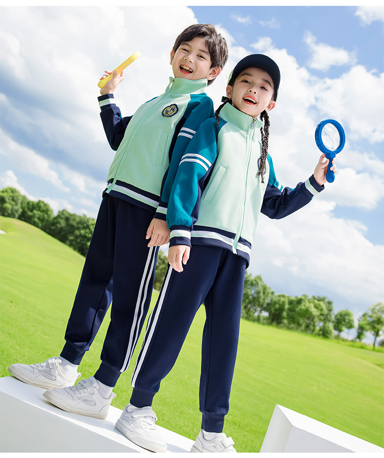 Children sports long-sleeved school uniform spring and autumn two-piece suit 215-9198