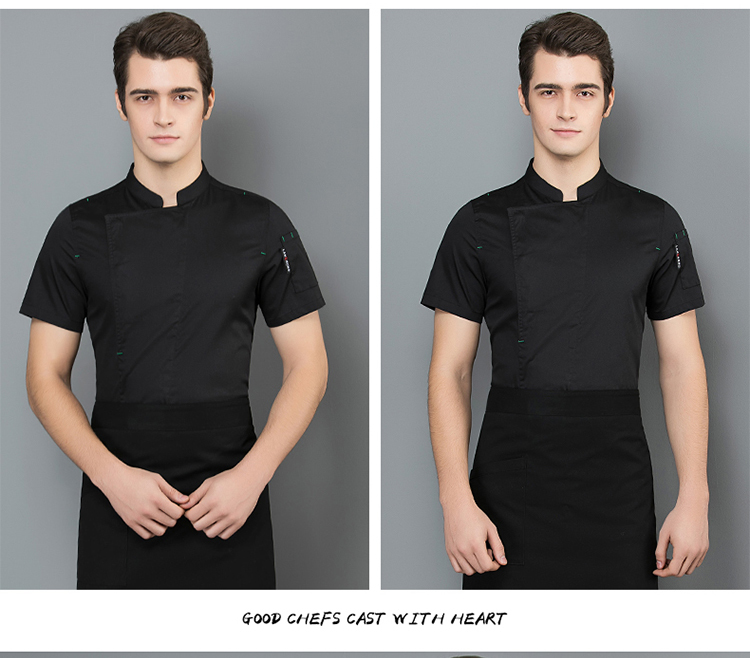 Full craft fine grain bar knot chef uniform top H02-20F097-100 short sleeve