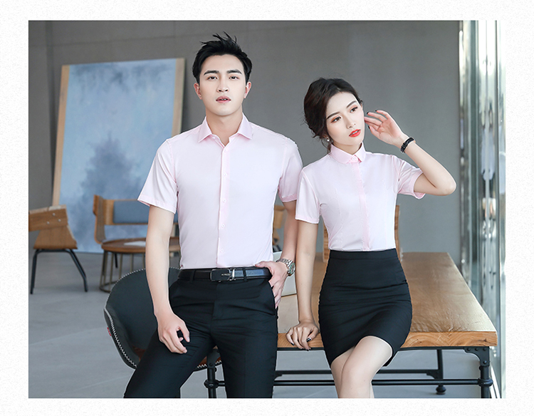 Urban slim bamboo fiber professional short-sleeved shirt for men and women 188-82601 shirt short sleeve